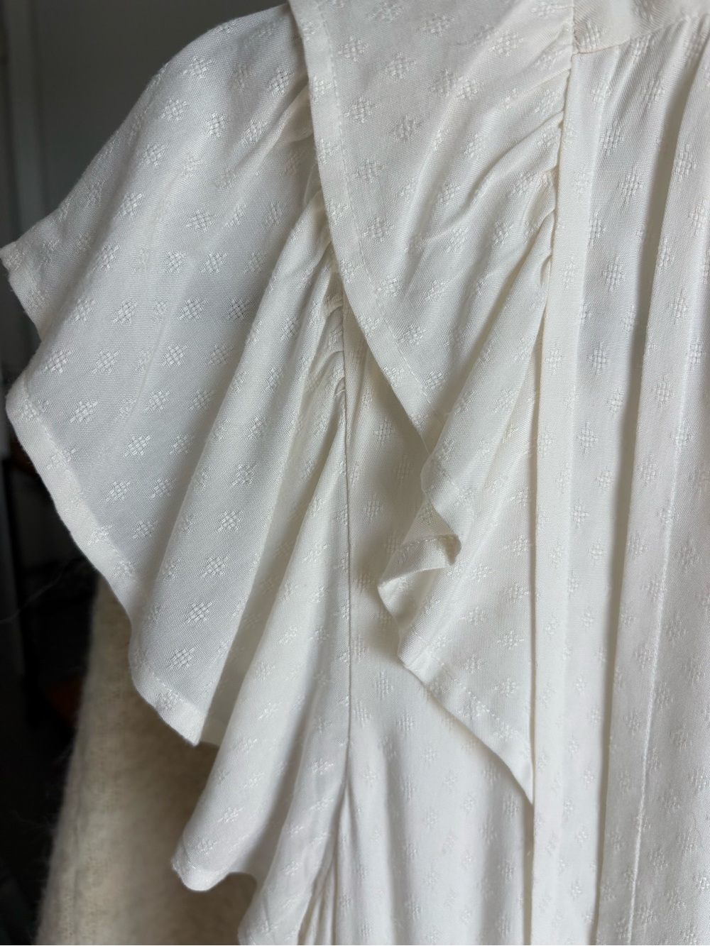 PAIGE Roslyn Ivory Jacquard Ruffle Tiered Maxi Dress Size L Romantic Feminine - Picture 6 of 8